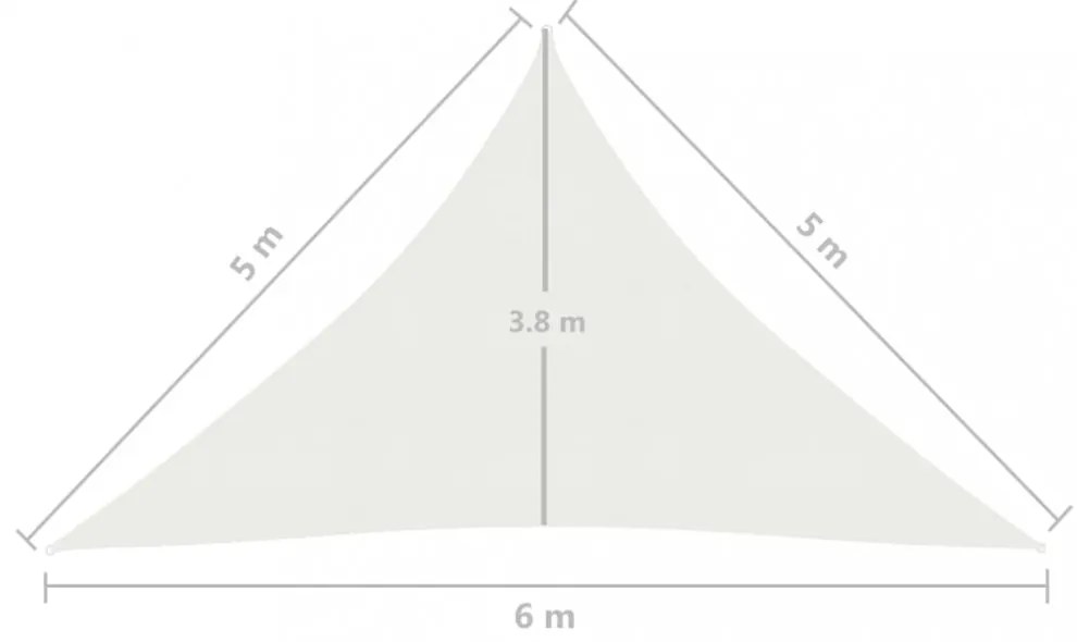 fehér HDPE napvitorla 160 g/m² 5 x 5 x 6 m