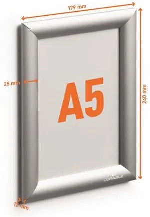 Posztertábla, fali, A5, alumínium keret, DURABLE (DB479523)