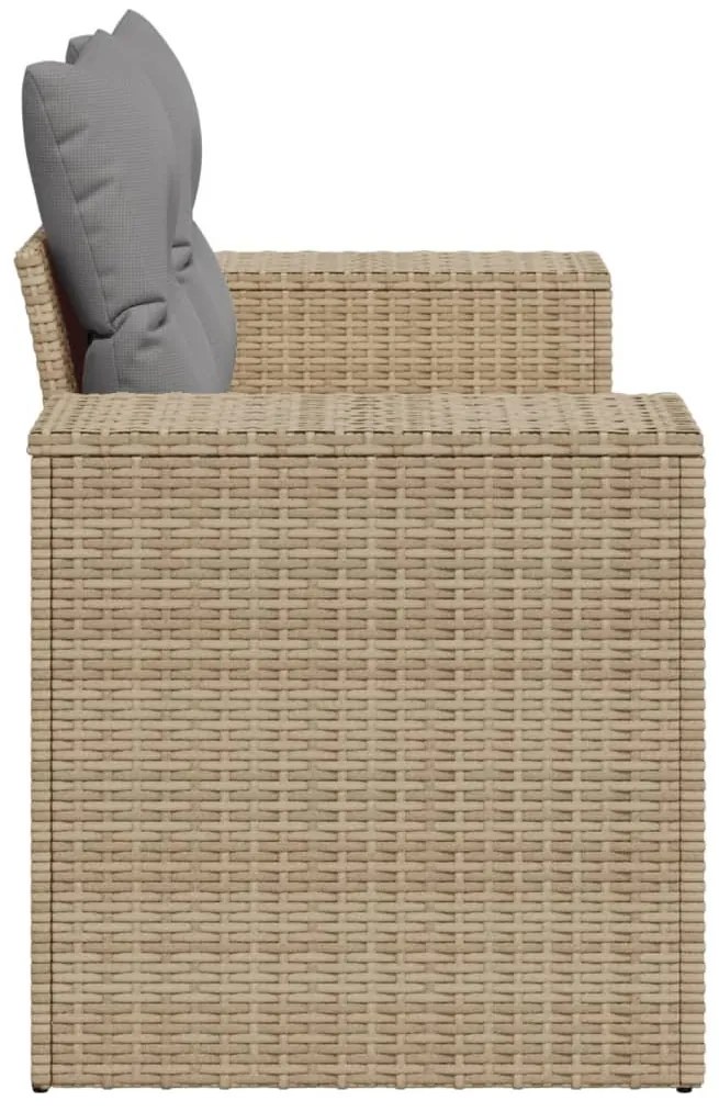 2 személyes bézs polyrattan kerti kanapé párnával