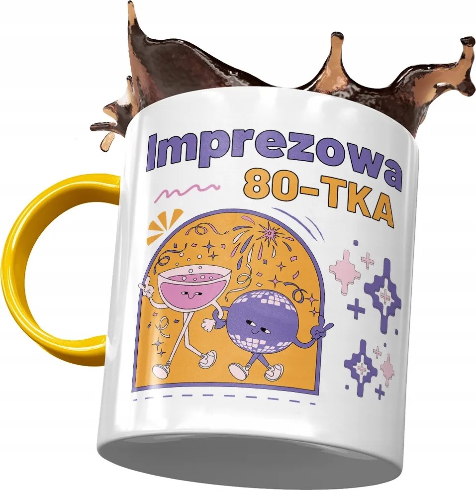 Sárga Bögre Születésnapra 80 80-es 80-as Ajándék Nyomtatott Fotóval