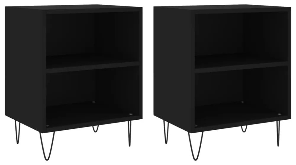 2 db fekete szerelt fa éjjeliszekrény 40x30x50 cm