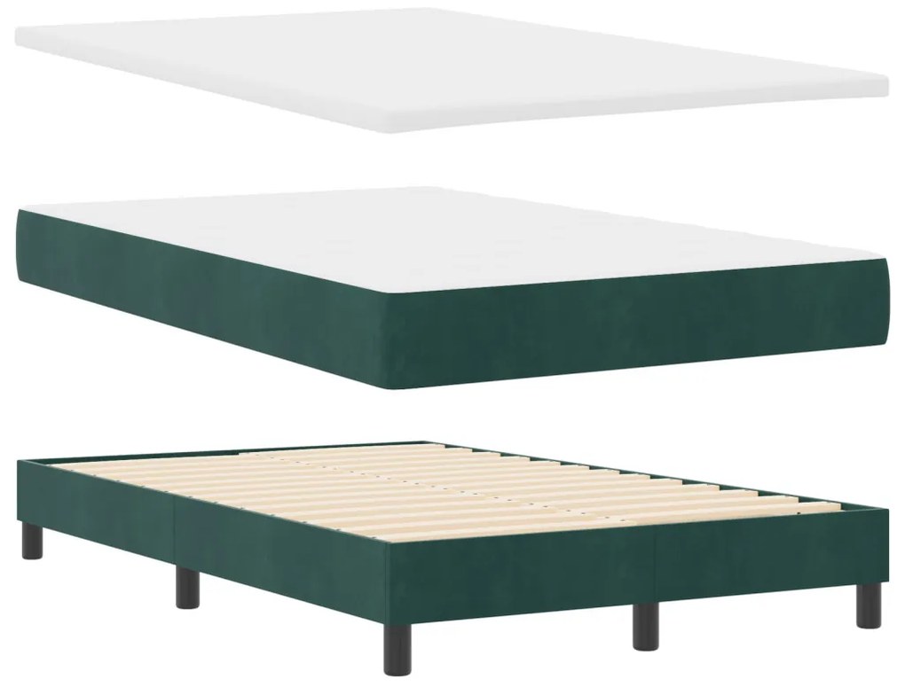 Boxspring Ágy Mattal Sötétzöld Kicsi Dupla Bársony