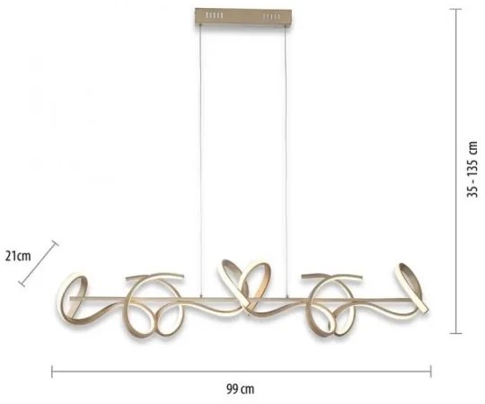 Leuchten Direkt 19033-60 - LED Dimmelhető csillár zsinóron CURLS LED/40,8W/230V