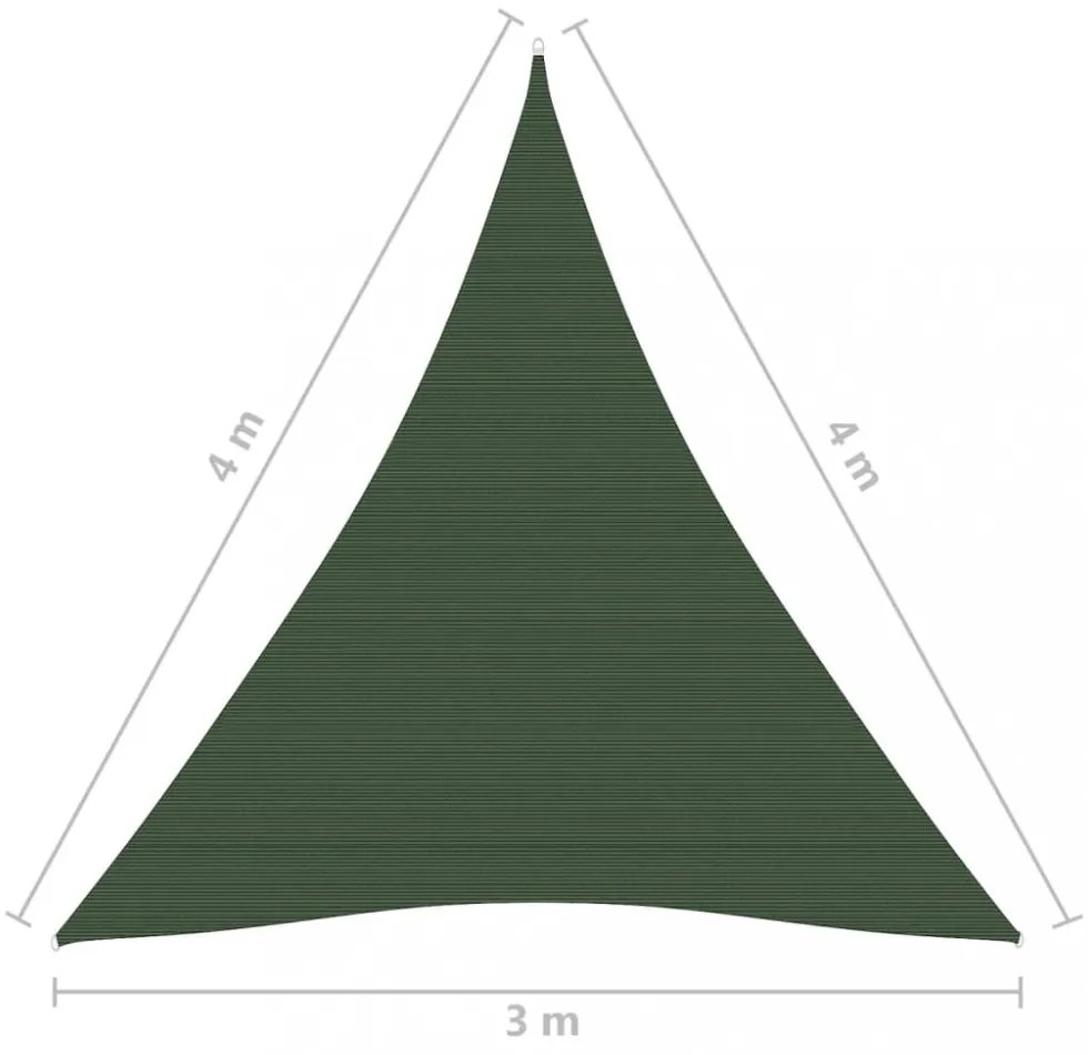 sötétzöld HDPE napvitorla 160 g/m² 3 x 4 x 4 m
