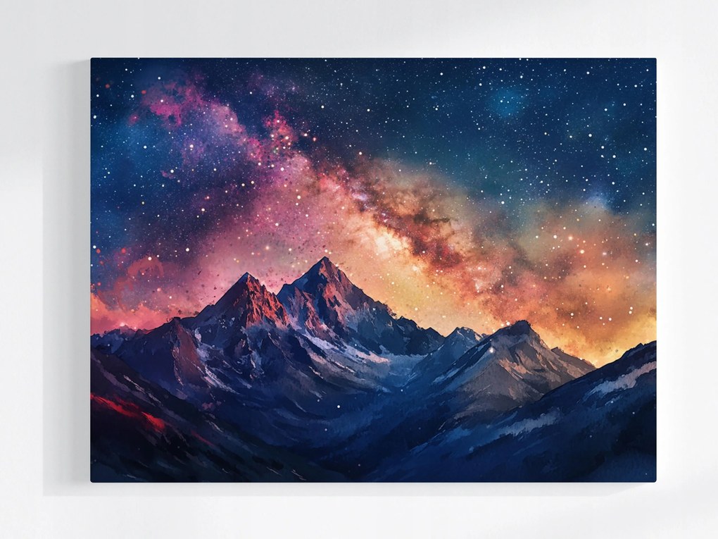 Poszter Kilátás Tájkép Hegyek Csúcsok Ég Csillagok Éjszaka 80x60