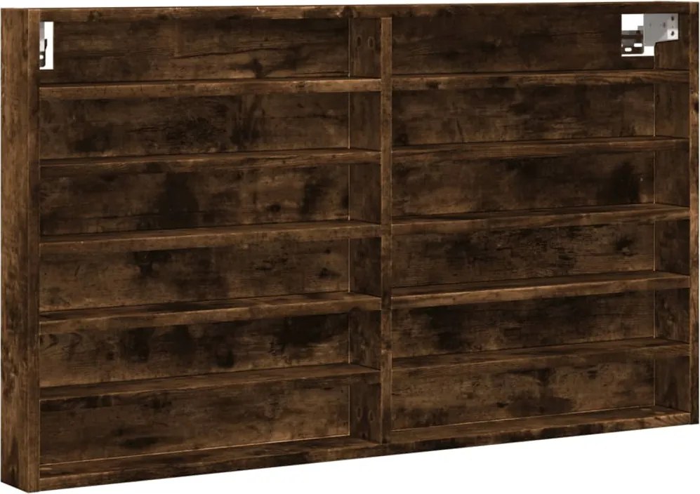 vidaXL füstös tölgy színű szerelt fa vitrinszekrény 100 x 8,5 x 58 cm