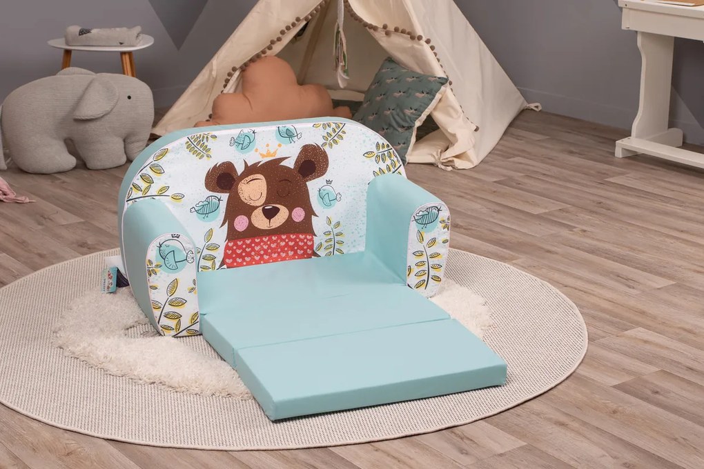 Gyermek kanapé Alvó medve - türkiz Sleeping Bear