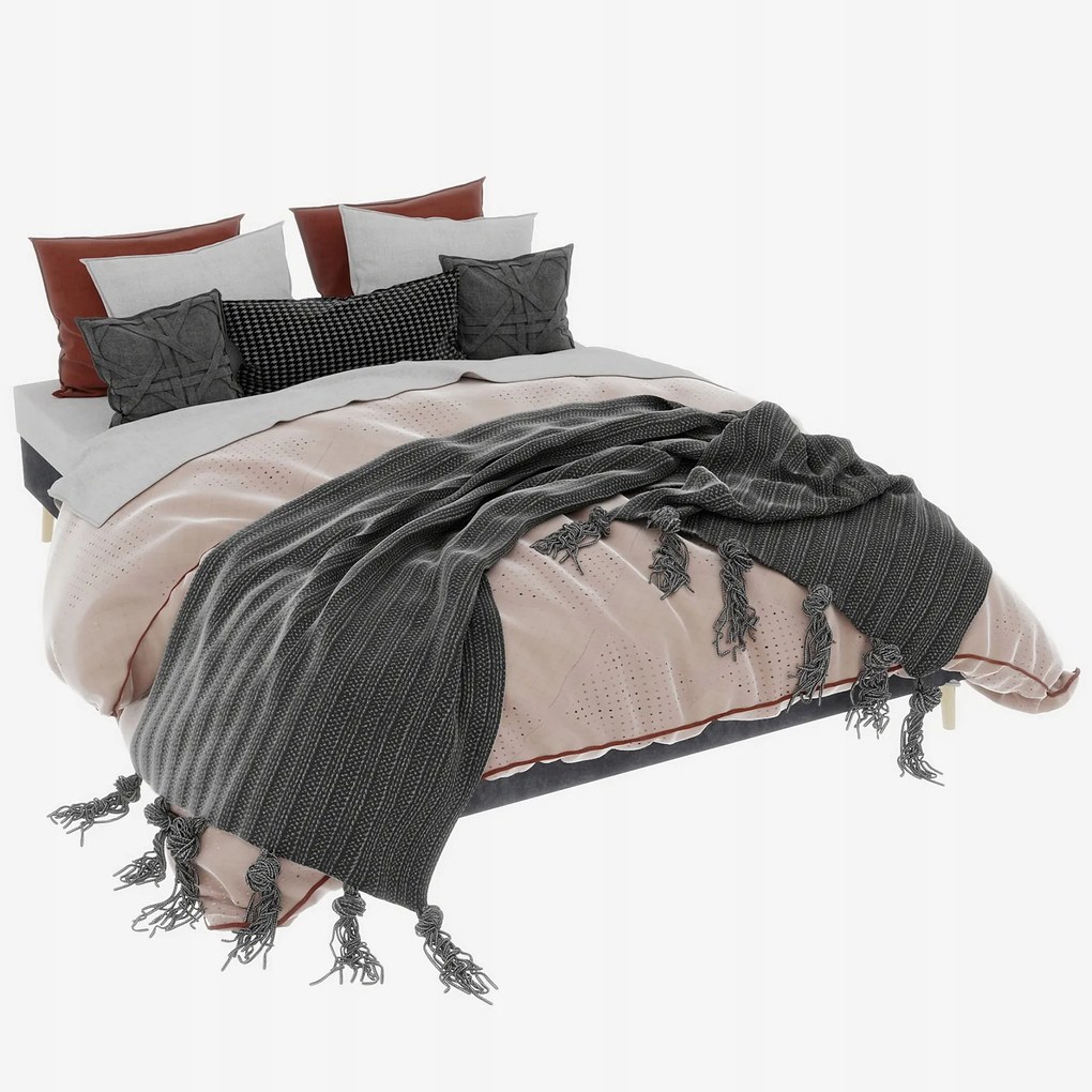 Kárpitozott ágy franciaágy 160x200 Fejtámla nélkül szürke