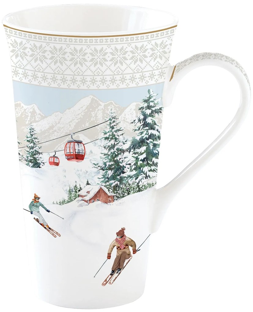 Karácsonyi porcelán nagy bögre 600 ml díszdobozban Chalet