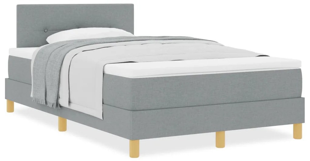 Box Spring ágy matraccal Világosszürke 120x190 cm Szövet