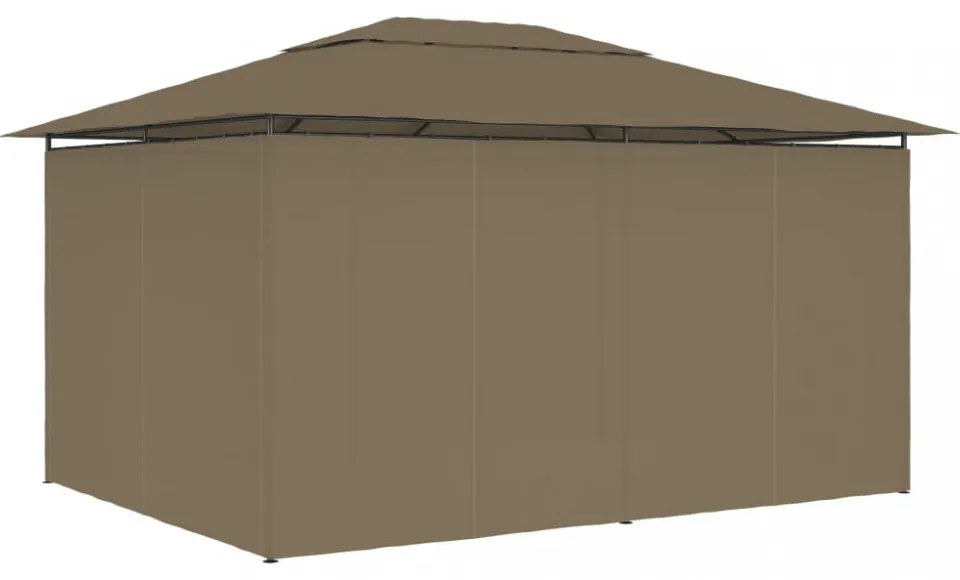 Tópszínű kerti pavilon függönyökkel 4 x 3 m 180 g/m²