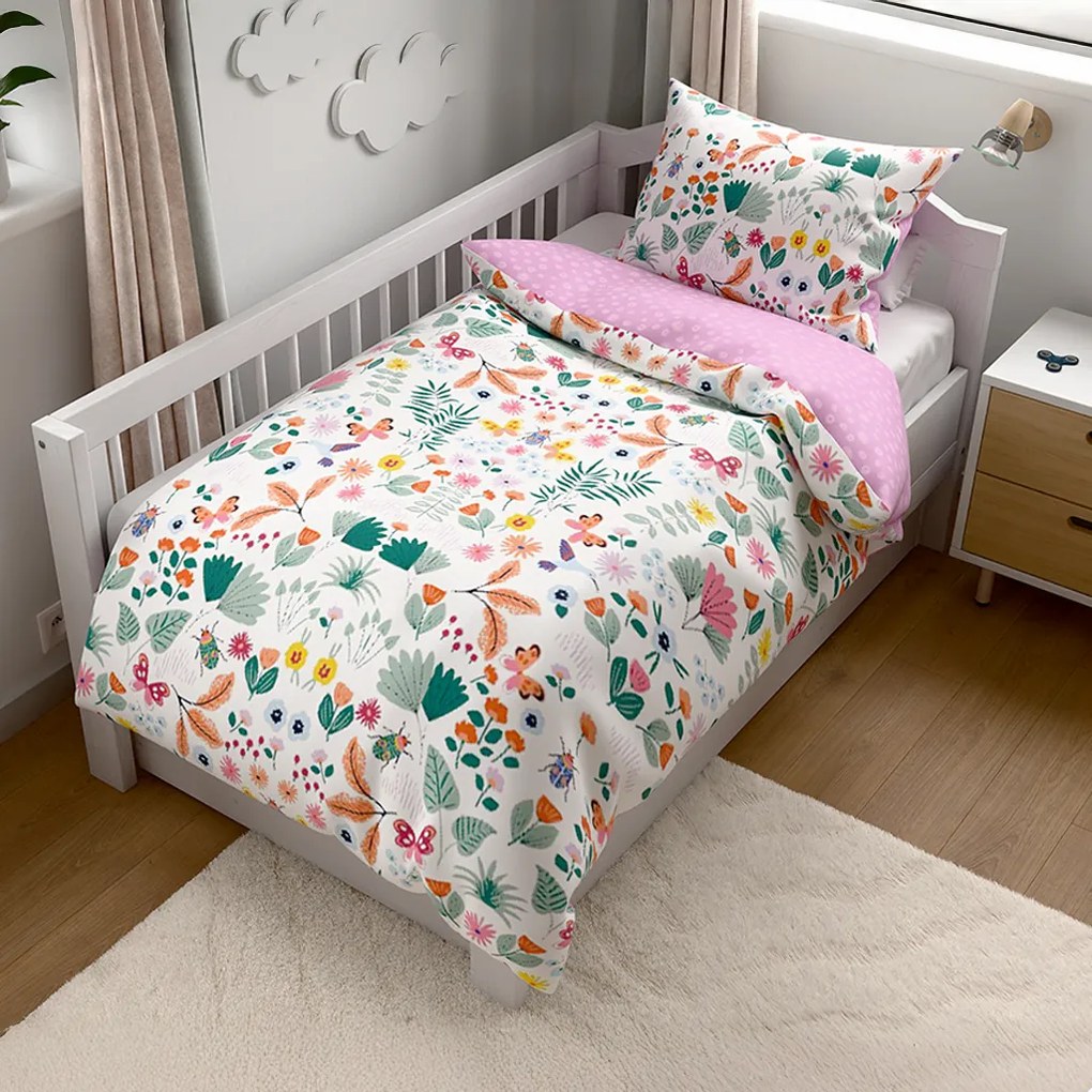 Krepp ágynemű kiságyba Renforcé LUNETTA rózsaszínű Ágyneműhuzat mérete: 45 x 65 cm | 90 x 140 cm