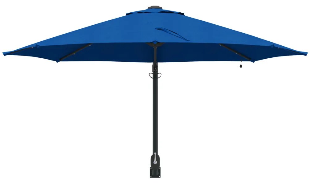 Falra szerelhető kerti napernyő LED-del Azúrkék 248 cm