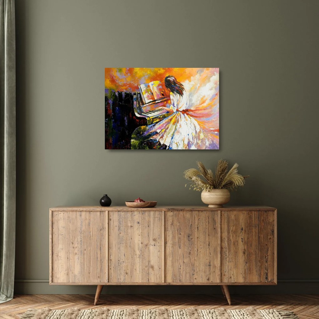 Kép - Egy nő zongorázása (üvegen) (70x50 cm)