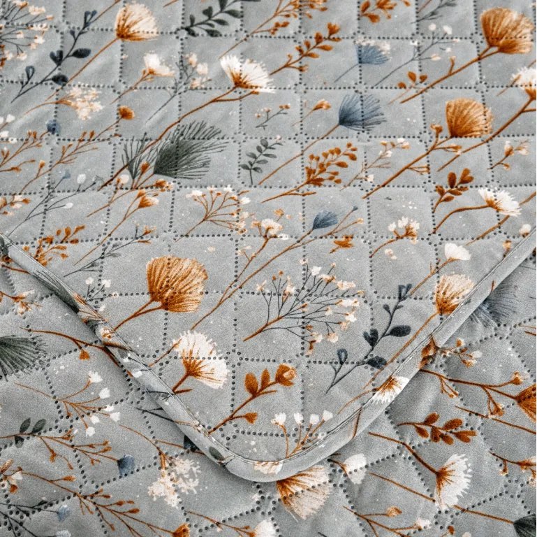 Ágytakaró BOTANIC FIELD, szürke Méret: 220 x 240 cm