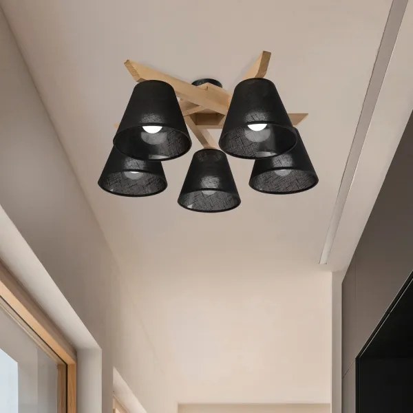 Brilagi - LED  Felületre szerelhető csillár  ANTHONY 5xE14/40W/230V tölgy/fekete