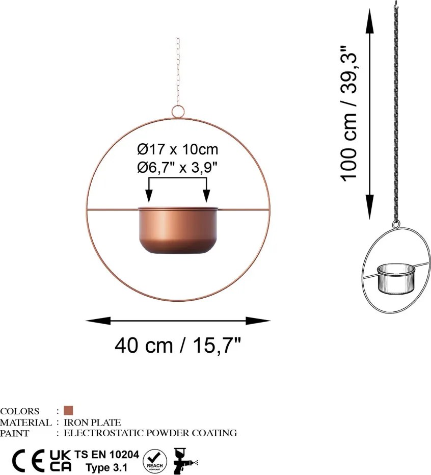 Payanda dísztárgy, réz, Ø17 cm