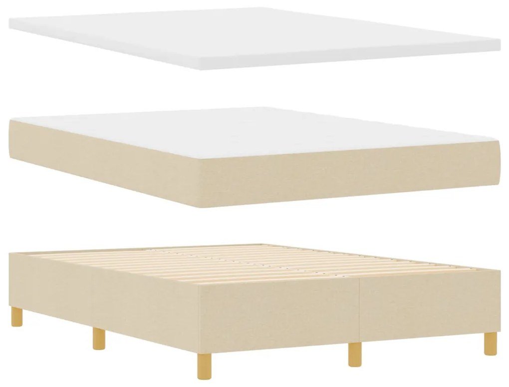 Boxspring Ágy Matraccal &amp; Pad Krém 140x200 cm Szövet