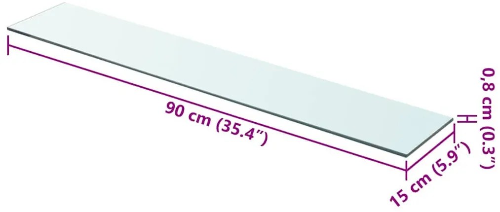 90x15 cm átlátszó panel üvegpolc