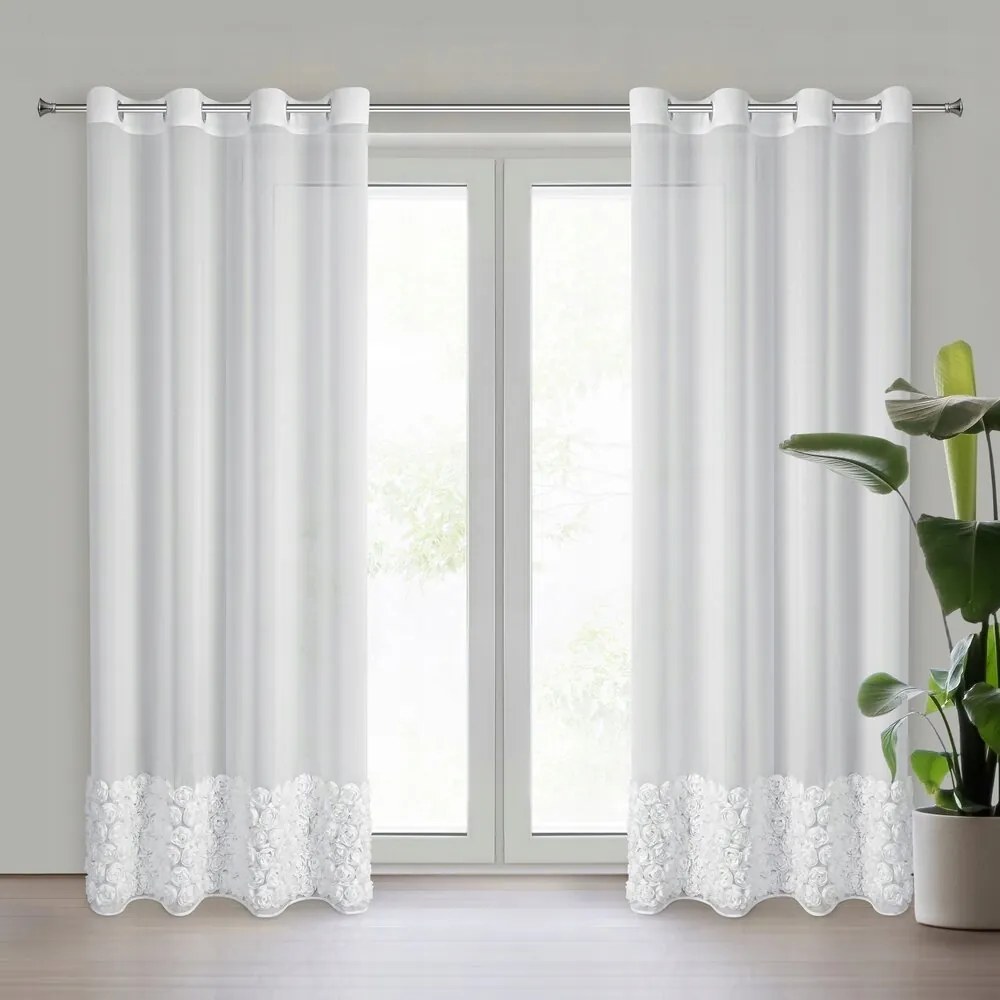 Roses készfüggöny 140x250 Eva Minge Eurofirany fehér