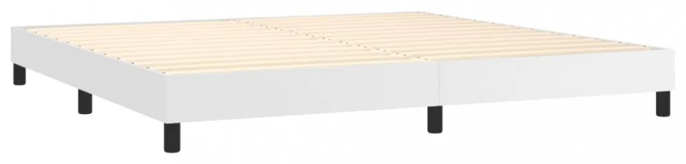 fehér műbőr rugós ágy matraccal 200 x 200 cm