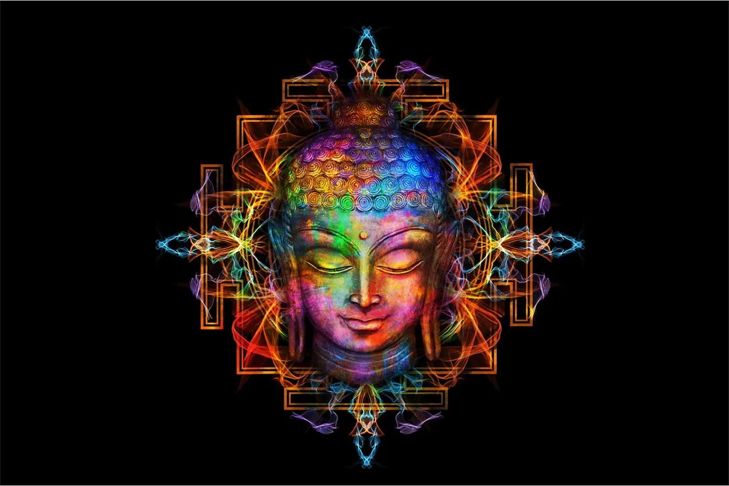 Kép - Buddha mellszobra neon színekben (90x60 cm)