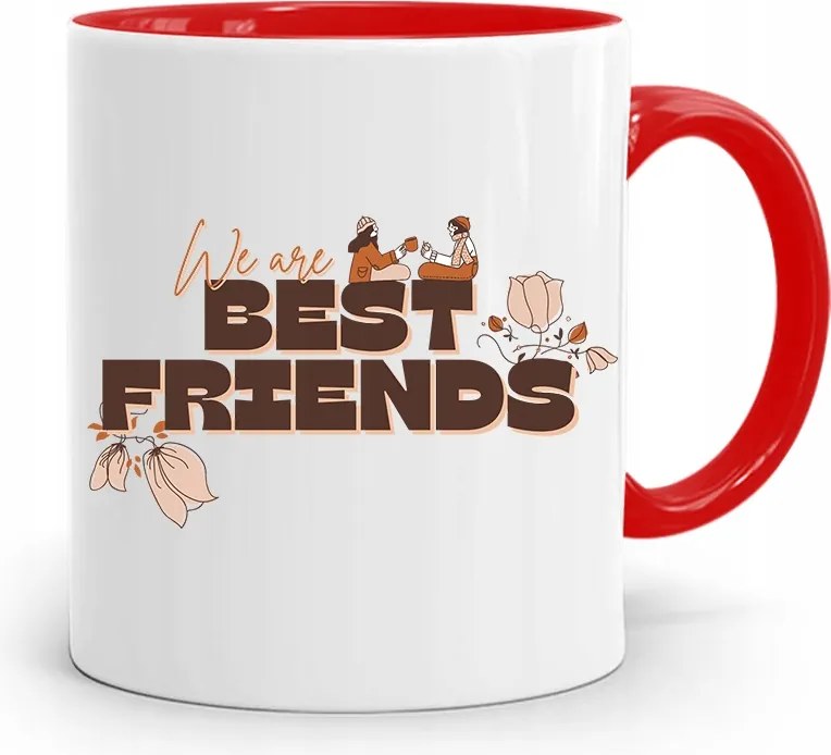 Piros Baráti Bögre We Are Best Friends fényképes nyomtatással