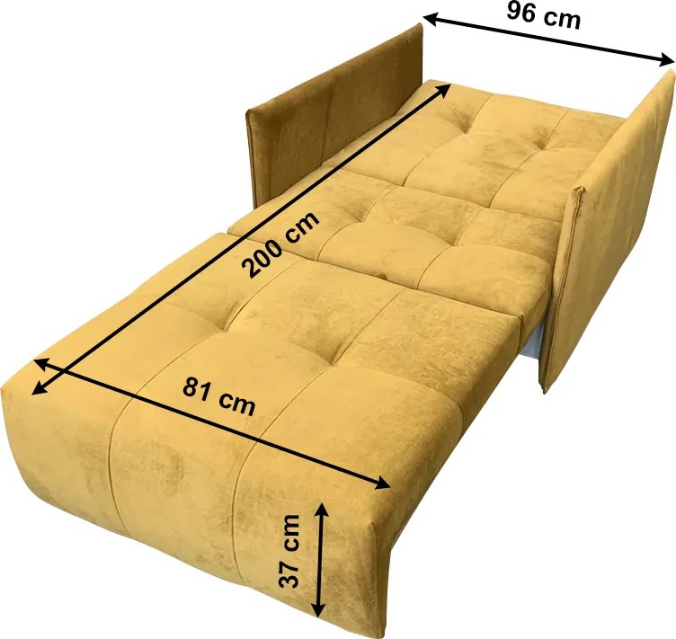 Kinyitható fotel, mustár színű szövet Riviera, ALANA