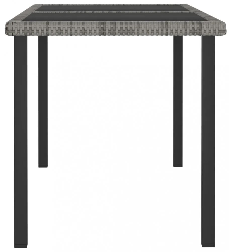 szürke polyrattan kerti étkezőasztal 140 x 70 x 73 cm