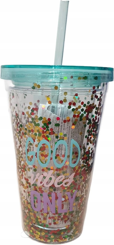 Kék Party Bögre Ernesto szívószállal és csillámporral 350ml BPA-mentes