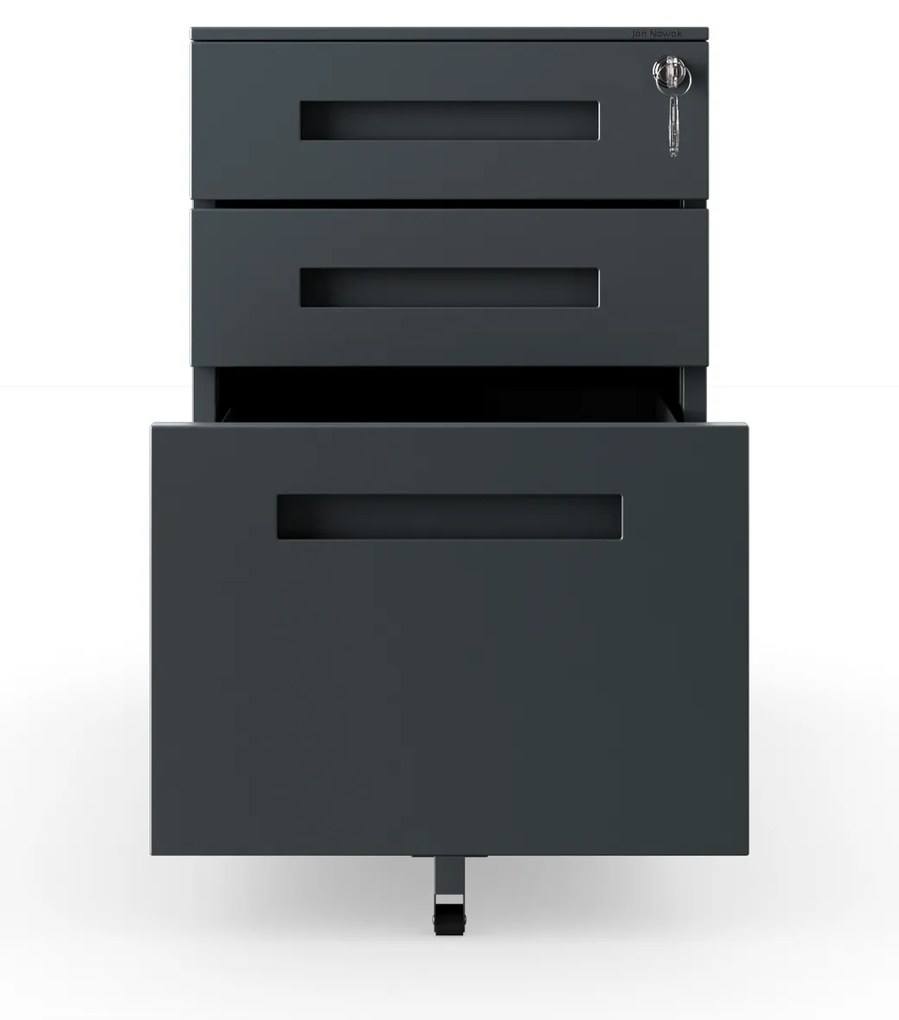 KATE görgős konténer íróasztal alá – 390 x 600 x 500 mm, antracit színű