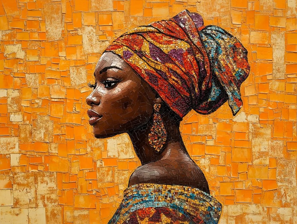 Canvas Vászonkép Portré Profil Nő Afrikai Mozaik 80x60