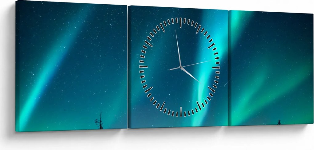 Kép - Aurora Borealis (órával) (90x30 cm)