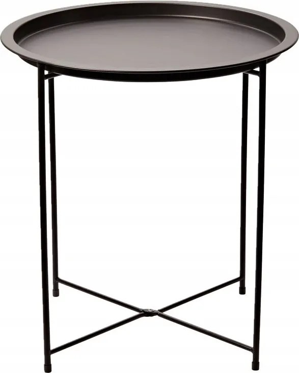 Kerek Fekete Fém Összecsukható Erkély Asztal