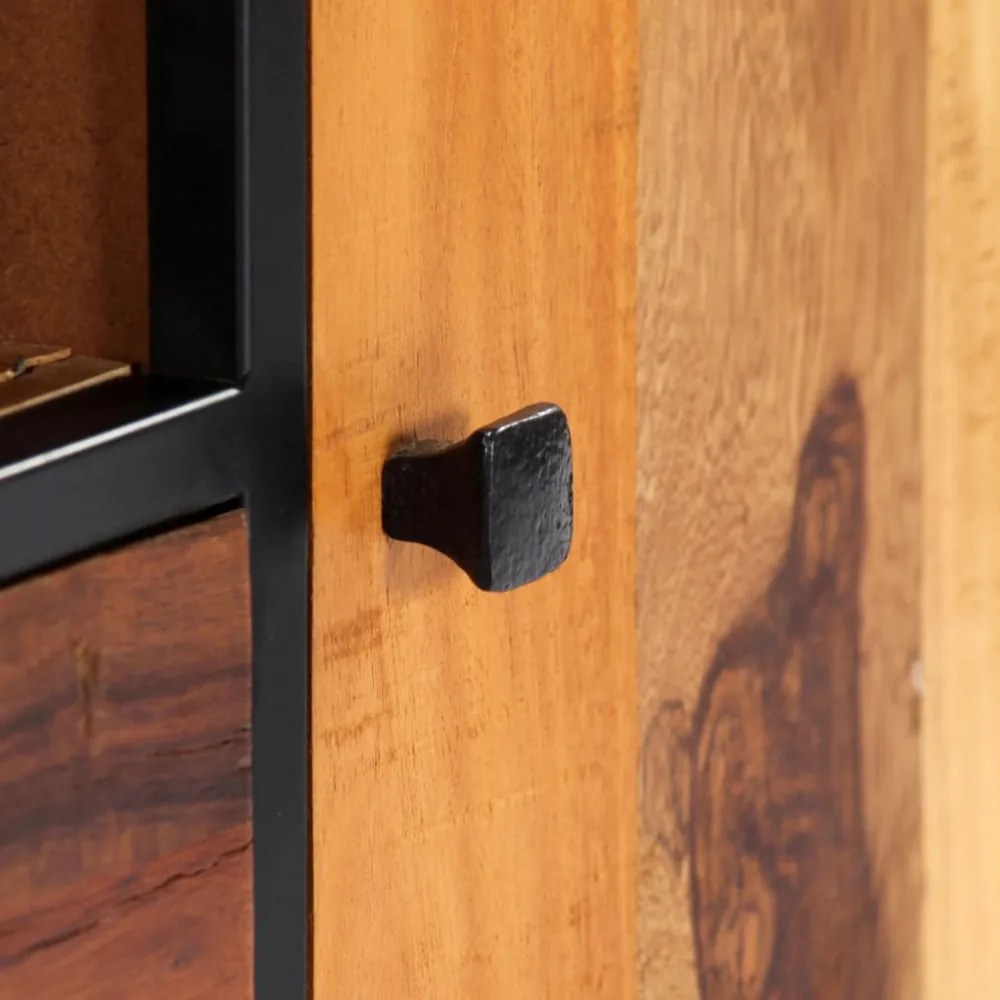 Elegáns Tömör Újrahasznosított Fa TV-szekrény – Századközepi Hangulatú HiFi-szekrény, Stabil Acélvázzal, Kézzel Készített Egyedi Bútordarab Otthonodba.