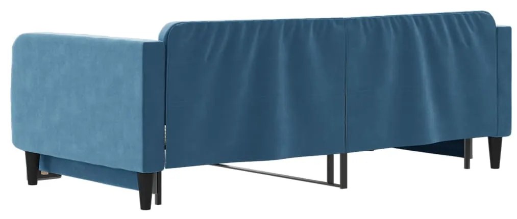 kék kihúzható bársony heverő 100 x 200 cm