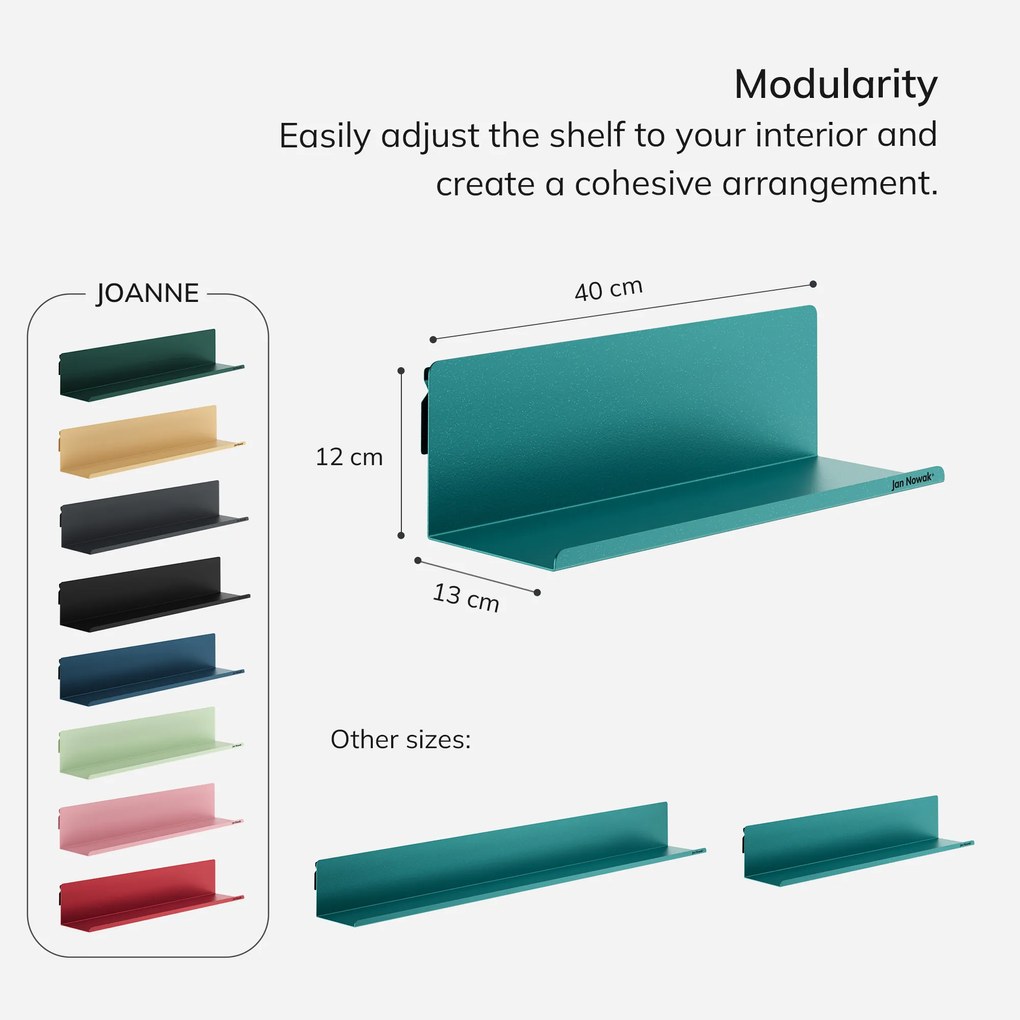 Fali polc JOANNE 400 mm, Modern: tengerszínű