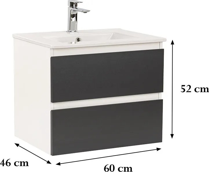 Vario Forte 60 alsó szekrény mosdóval fehér-antracit