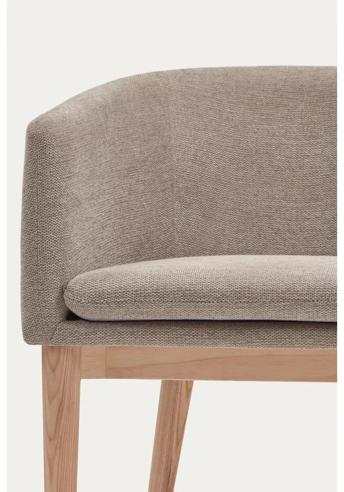 Bézs kárpitozott karfás étkezőfotel Harlan – Kave Home