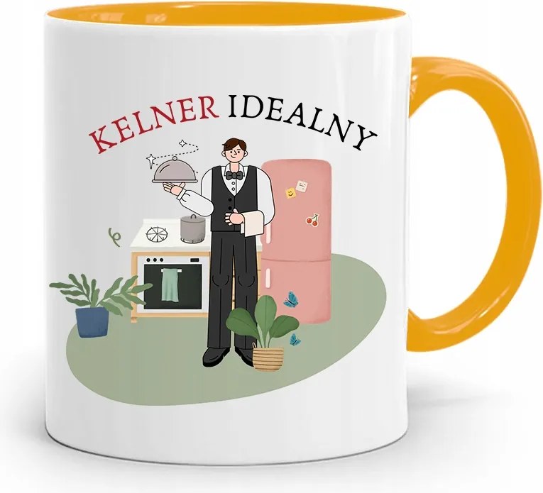 Pincérnek Bögre Sárga Pincér Tökéletes Ajándék fényképes nyomtatással