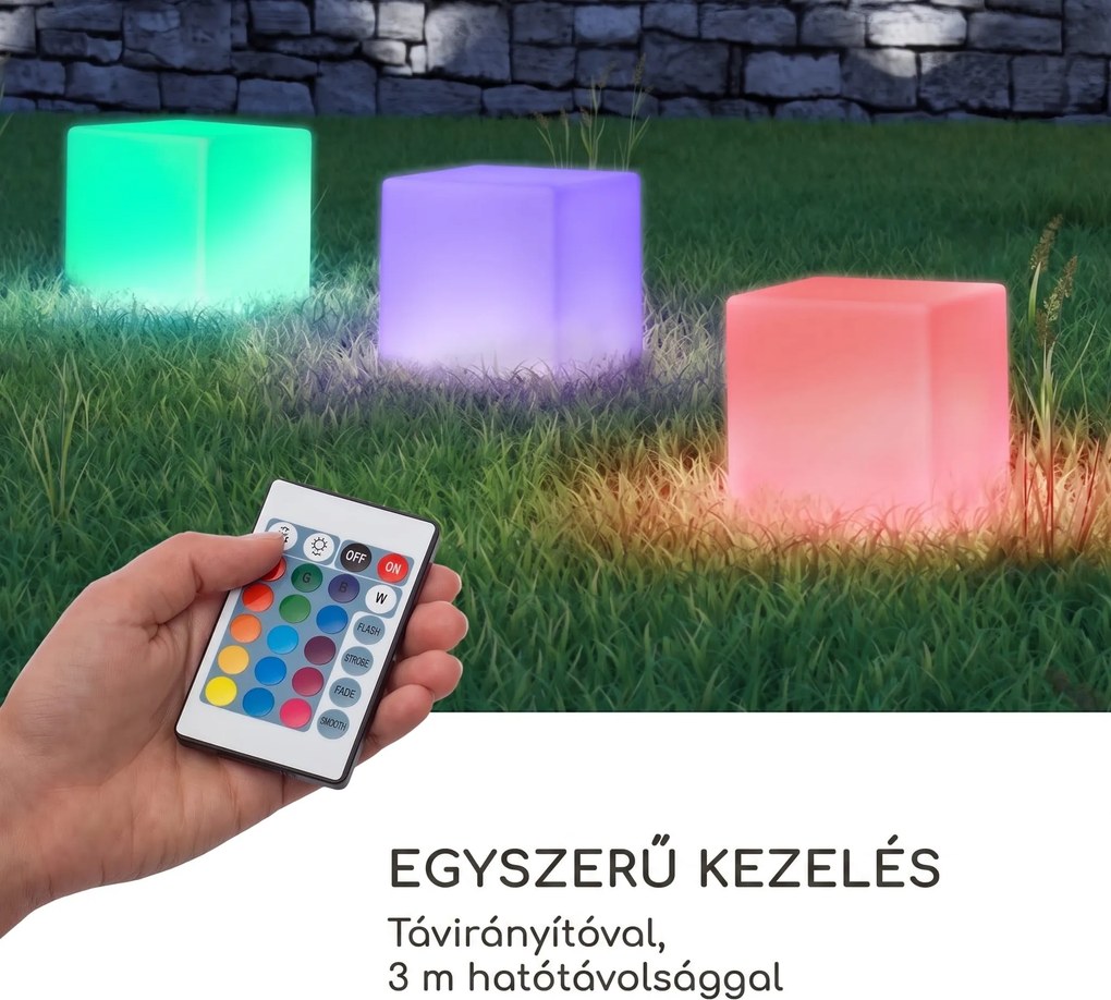 Blumfeldt Shinecube XL világító kocka 40x40x40 cm 16 színű LED, 4 világítási mód, fehér
