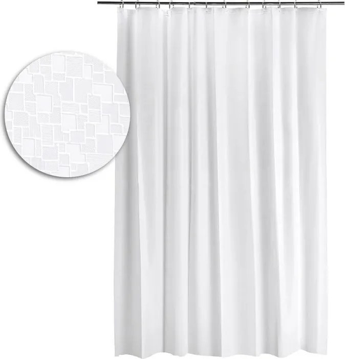 Zuhanyfüggöny Fürdőszobai Függöny Fehér 180x200 cm