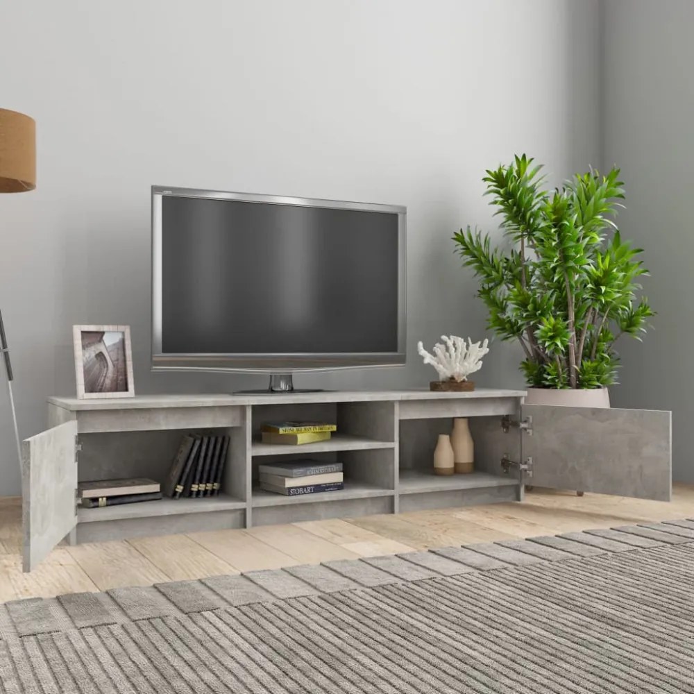 betonszürke szerelt fa TV-szekrény 140 x 40 x 35,5 cm