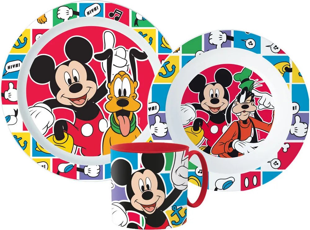 Disney Mickey Better Together étkészlet, micro műanyag szett bögrével 265 ml