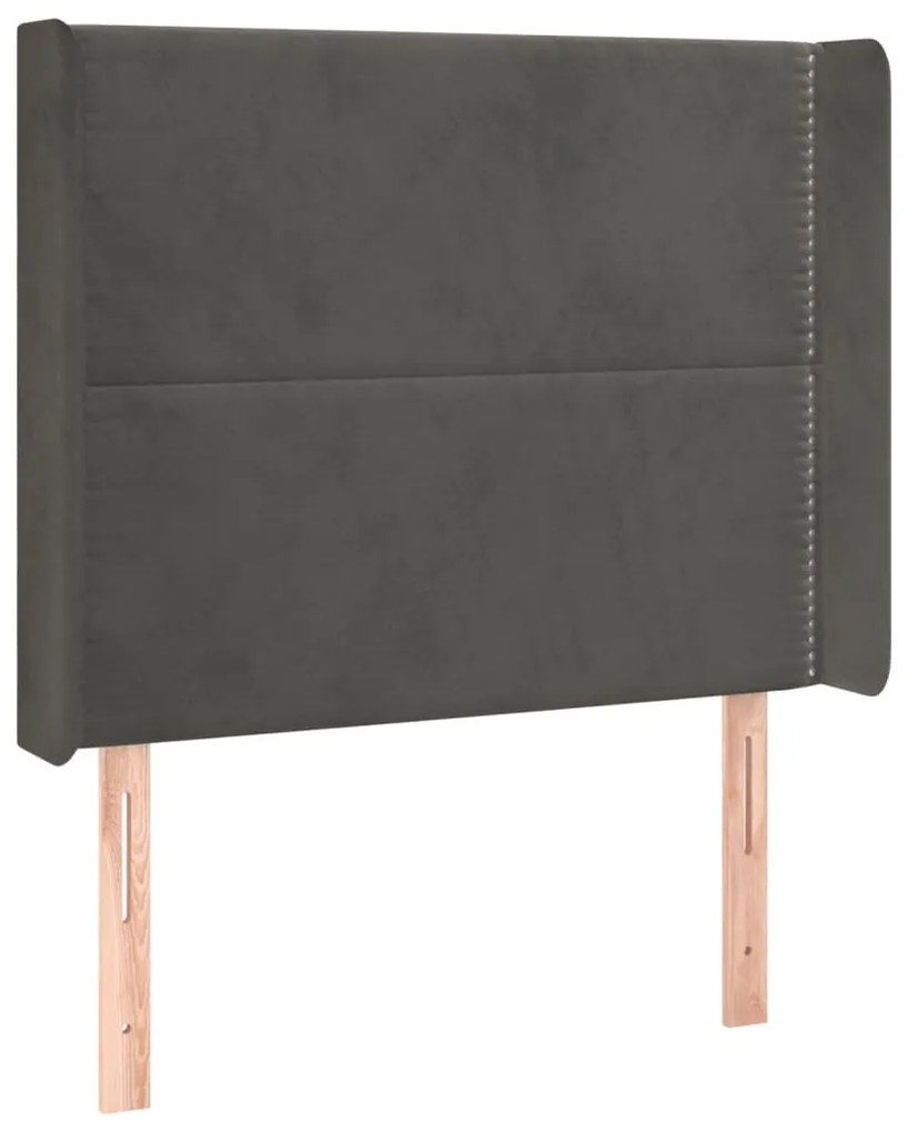 sötétszürke bársony LED-es fejtámla 93x16x118/128 cm