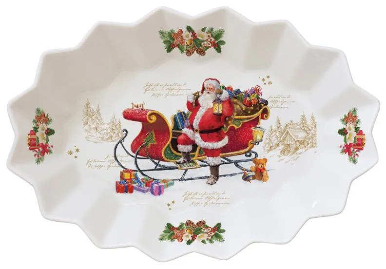 Karácsonyi porcelán ovális alakú kínáló tálca, 27x17x4,5 cm, díszdobozban - Christmas Memories