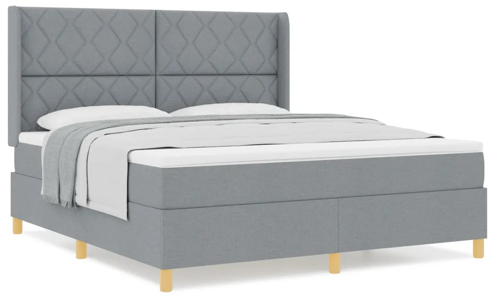 Boxspring Ágy Matrac Képességek Világosszürke 180x200 cm Szövet