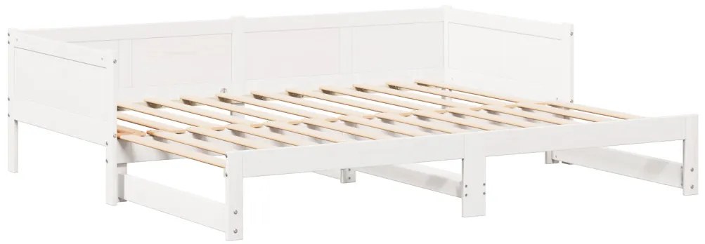 Kihúzható Nappali Ágy Fehér 90x200 cm Tömör Fa Fenyő