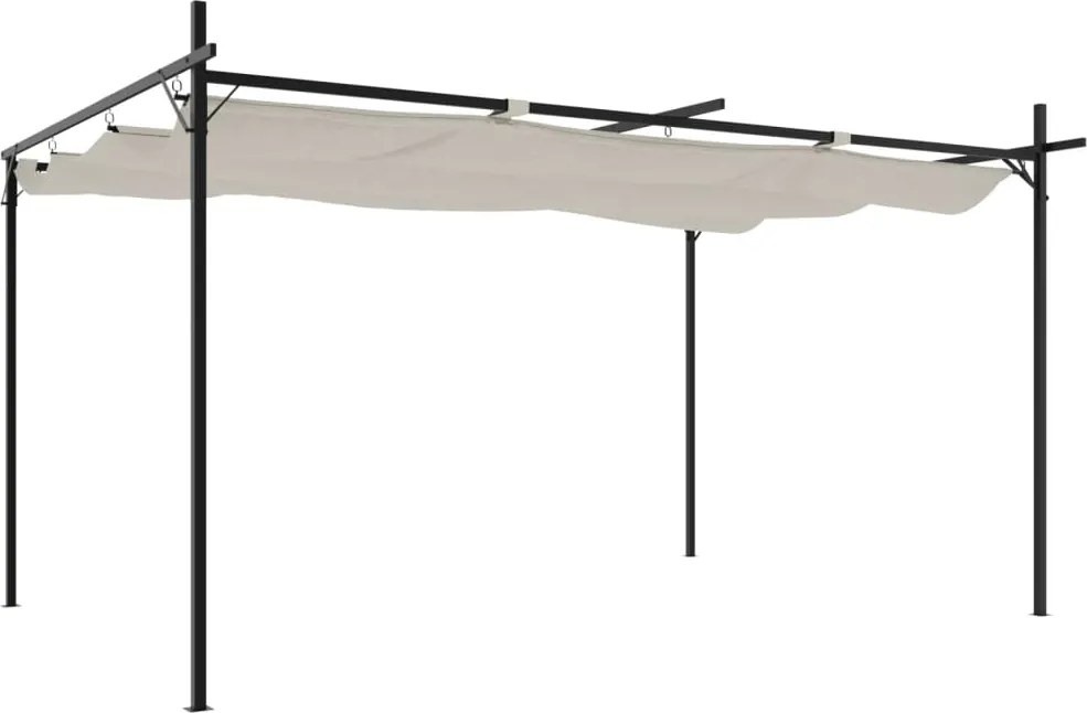vidaXL krémszínű pergola behúzható tetővel 395 x 292 x 230 cm