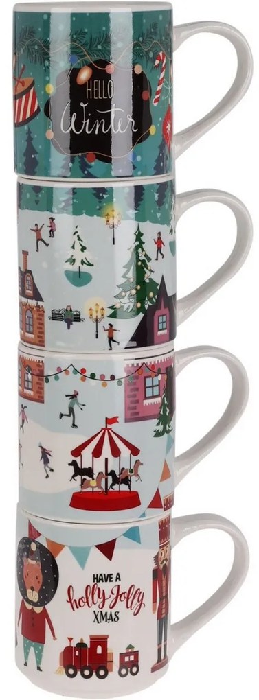 Winter4 db-os bögre készlet, 265 ml,porcelán